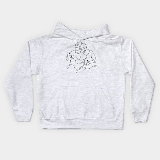 Women Day Line Art Minimal Kids Hoodie by Twiri